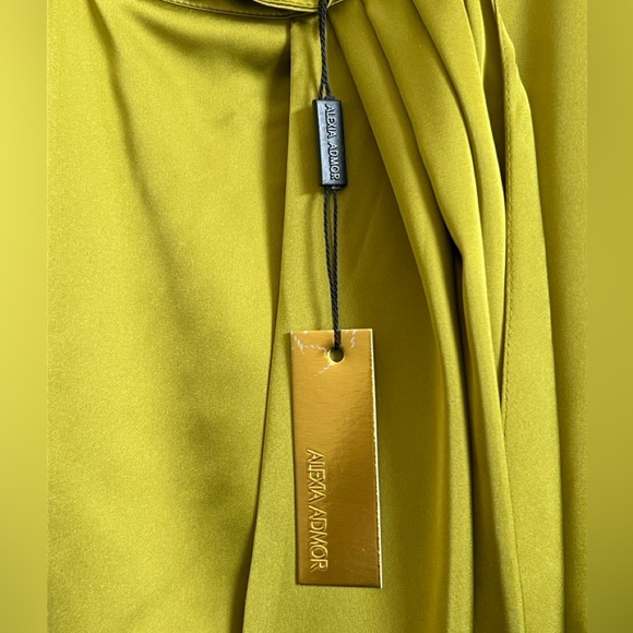 Alexia Admor Brooklyn Chartreuse Luxe Satin Fit & Flare Midi Dress Size 8 - Picture 4 of 9